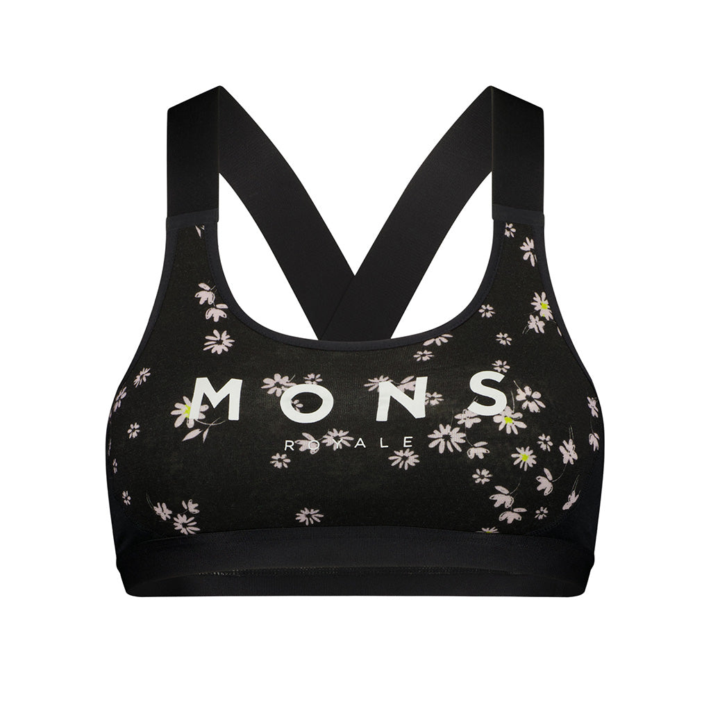 Stella Merino X-Back Bra - Black Daisy