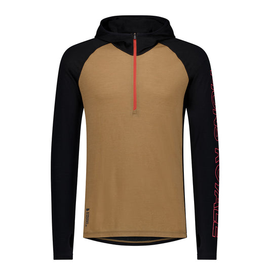 Temple Merino Long Sleeve Hood - Black / Toffee
