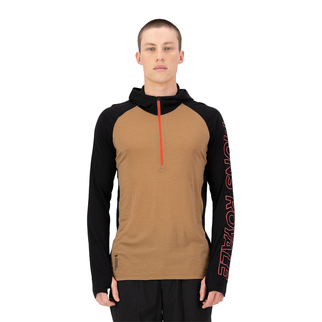 Temple Merino Long Sleeve Hood - Black / Toffee
