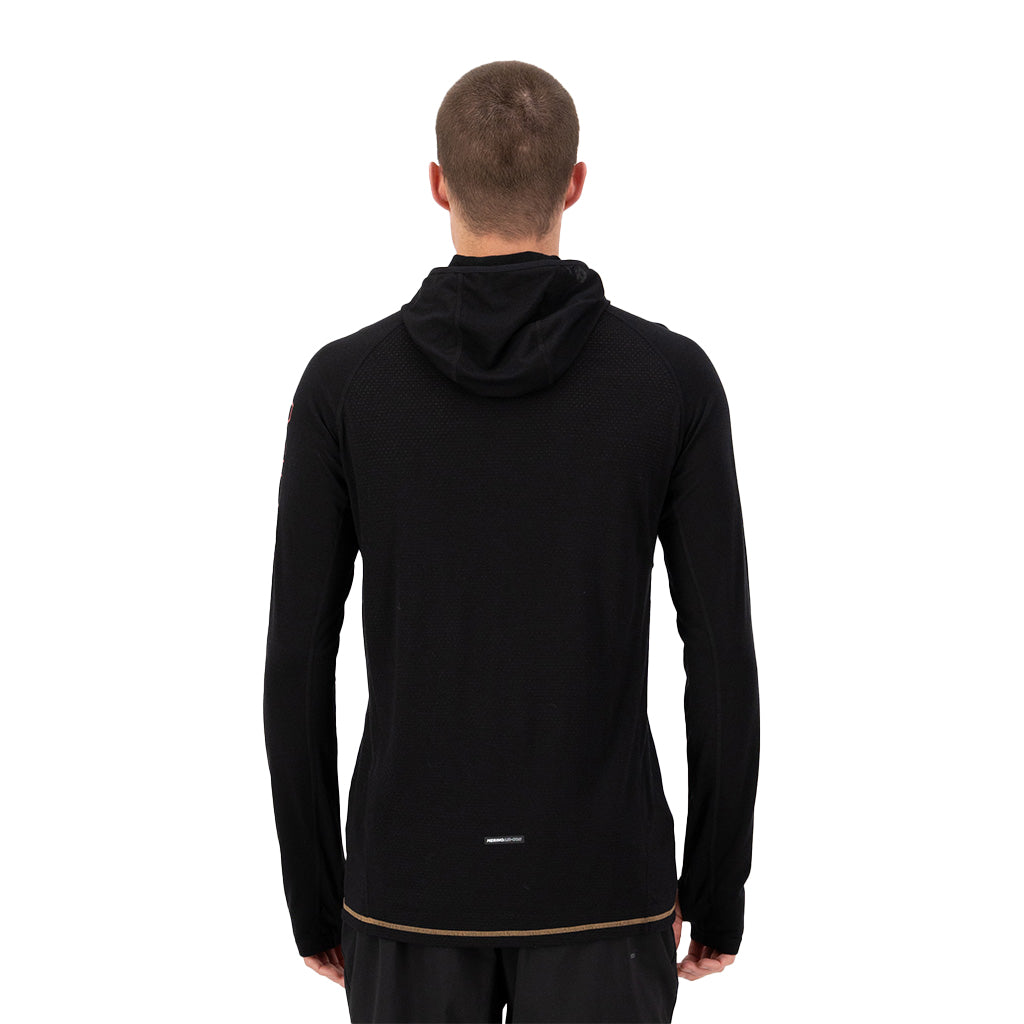 Temple Merino Long Sleeve Hood - Black / Toffee