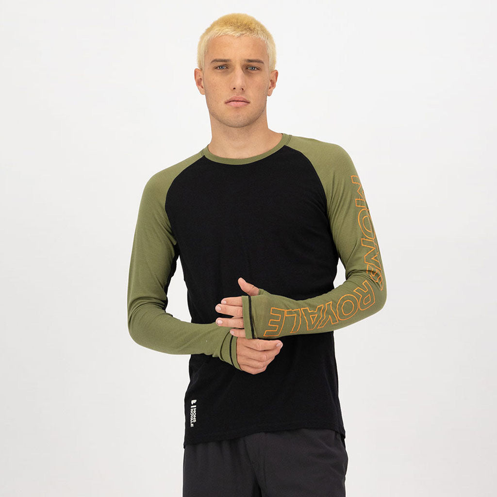 Mens Temple Merino Long Sleeve Fern / Black