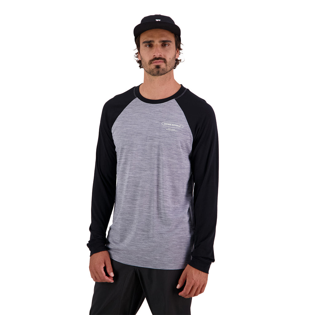 Icon Merino Raglan Long Sleeve - Grey Heather/Black