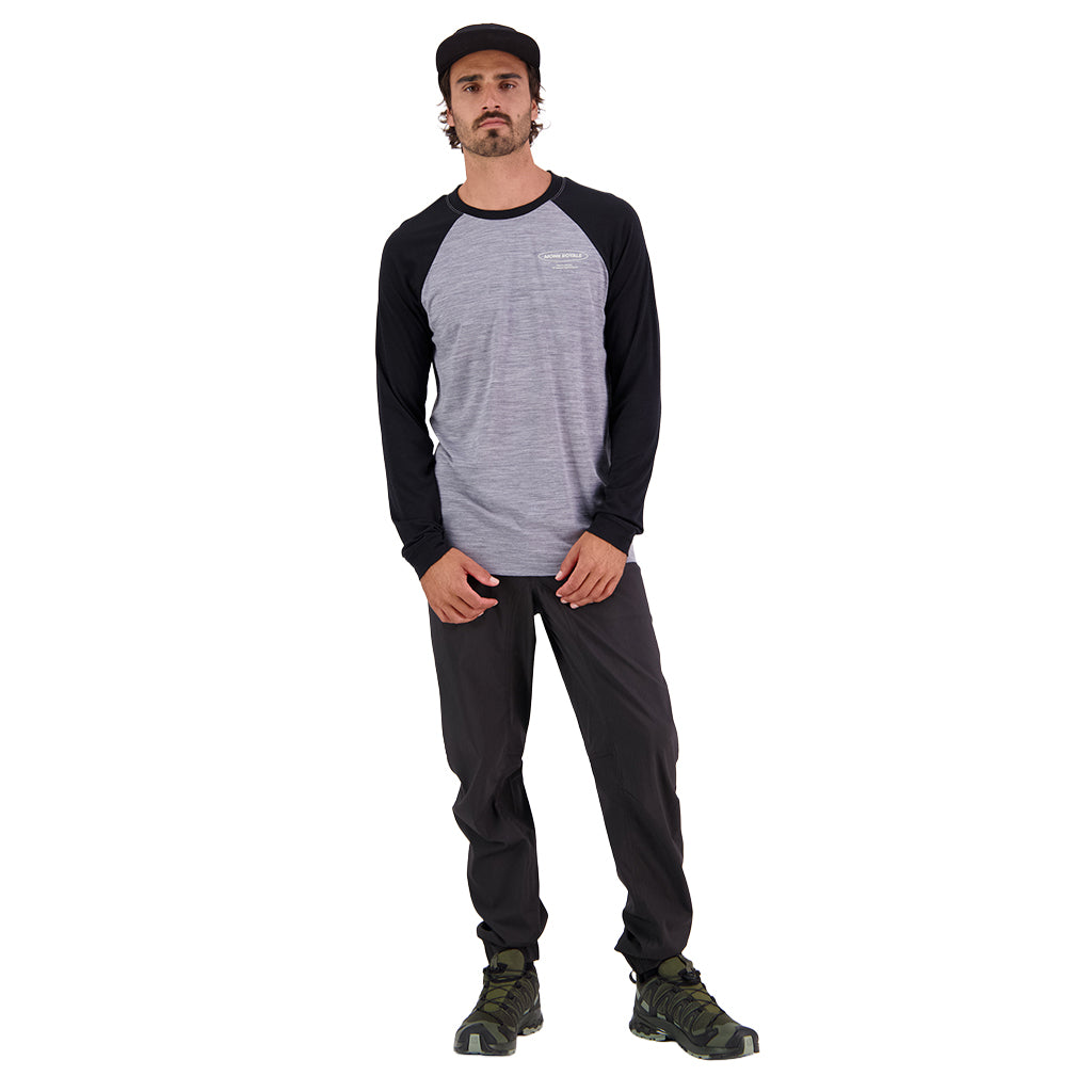 Icon Merino Raglan Long Sleeve - Grey Heather/Black