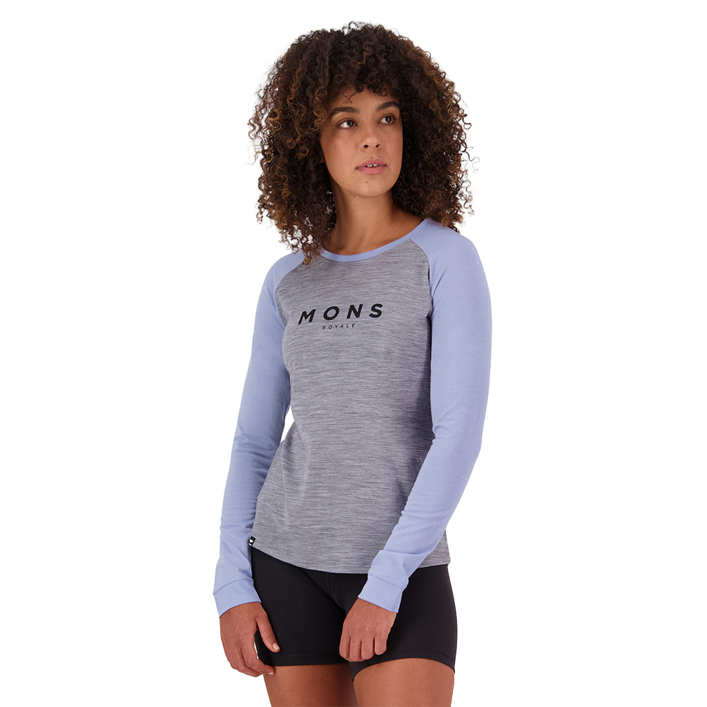 Icon Merino Raglan Long Sleeve - Grey Heather/Skyline