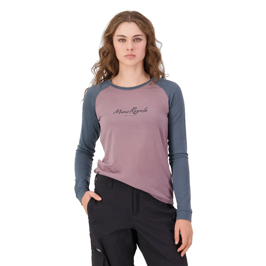 Icon Merino Raglan Long Sleeve - Dusty Mauve/Dark Cypress