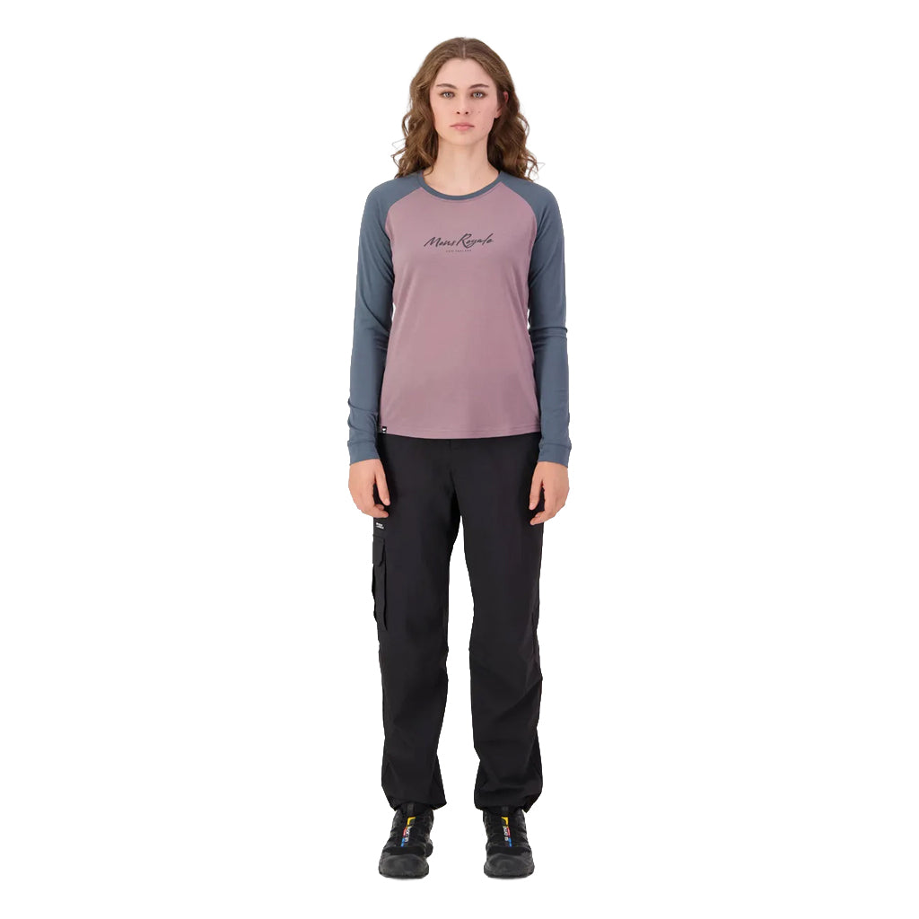 Icon Merino Raglan Long Sleeve - Dusty Mauve/Dark Cypress