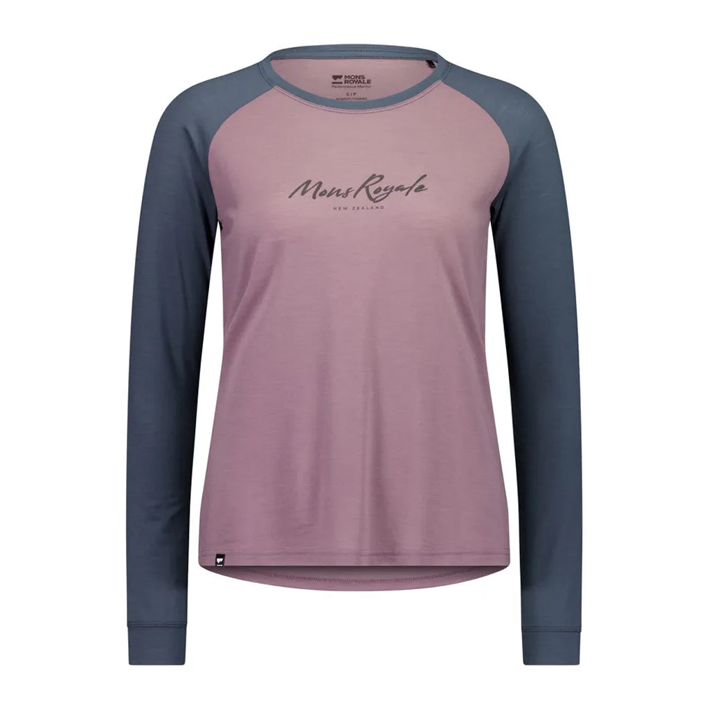 Icon Merino Raglan Long Sleeve - Dusty Mauve/Dark Cypress