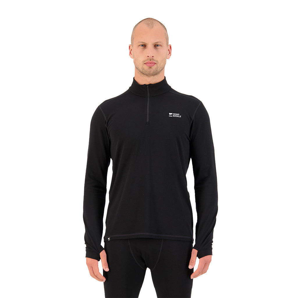 Cascade Merino Base Layer 1/4 Zip Long Sleeve - Bl