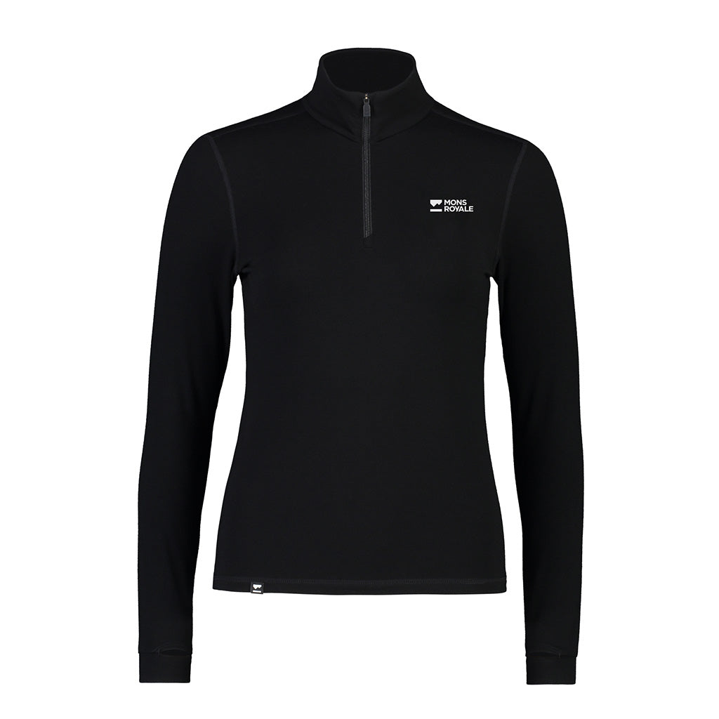 Cascade Merino Base Layer 1/4 Zip Long Sleeve - Bl