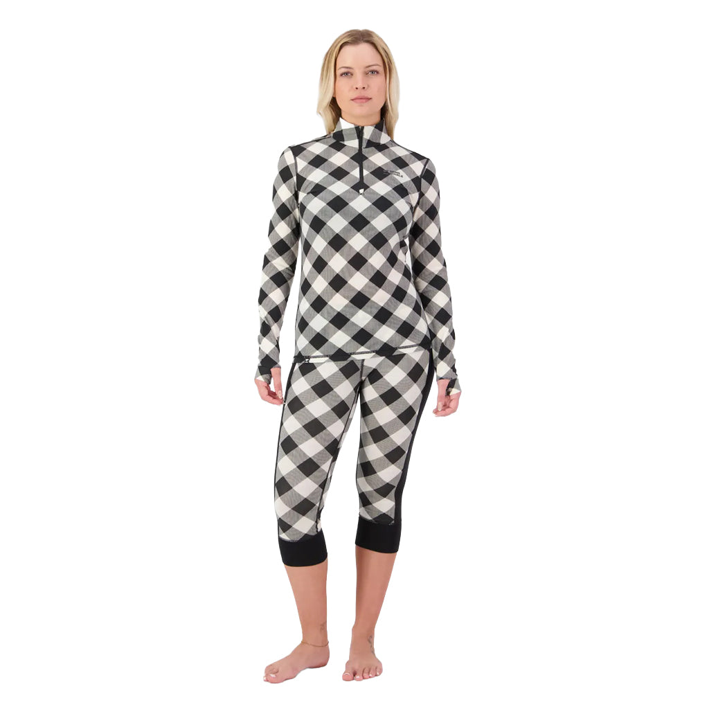 Cascade Merino Base Layer 1/4 Zip Long Sleeve - Check