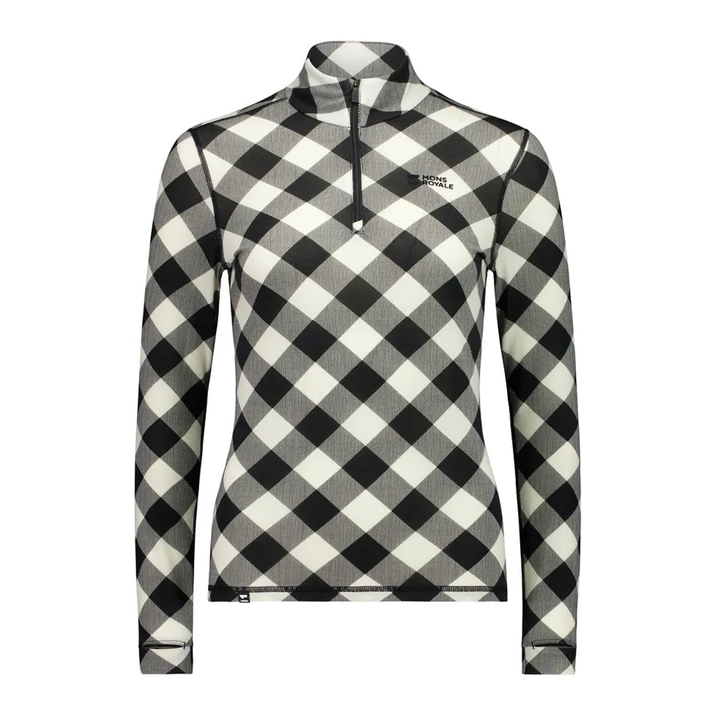 Cascade Merino Base Layer 1/4 Zip Long Sleeve - Check