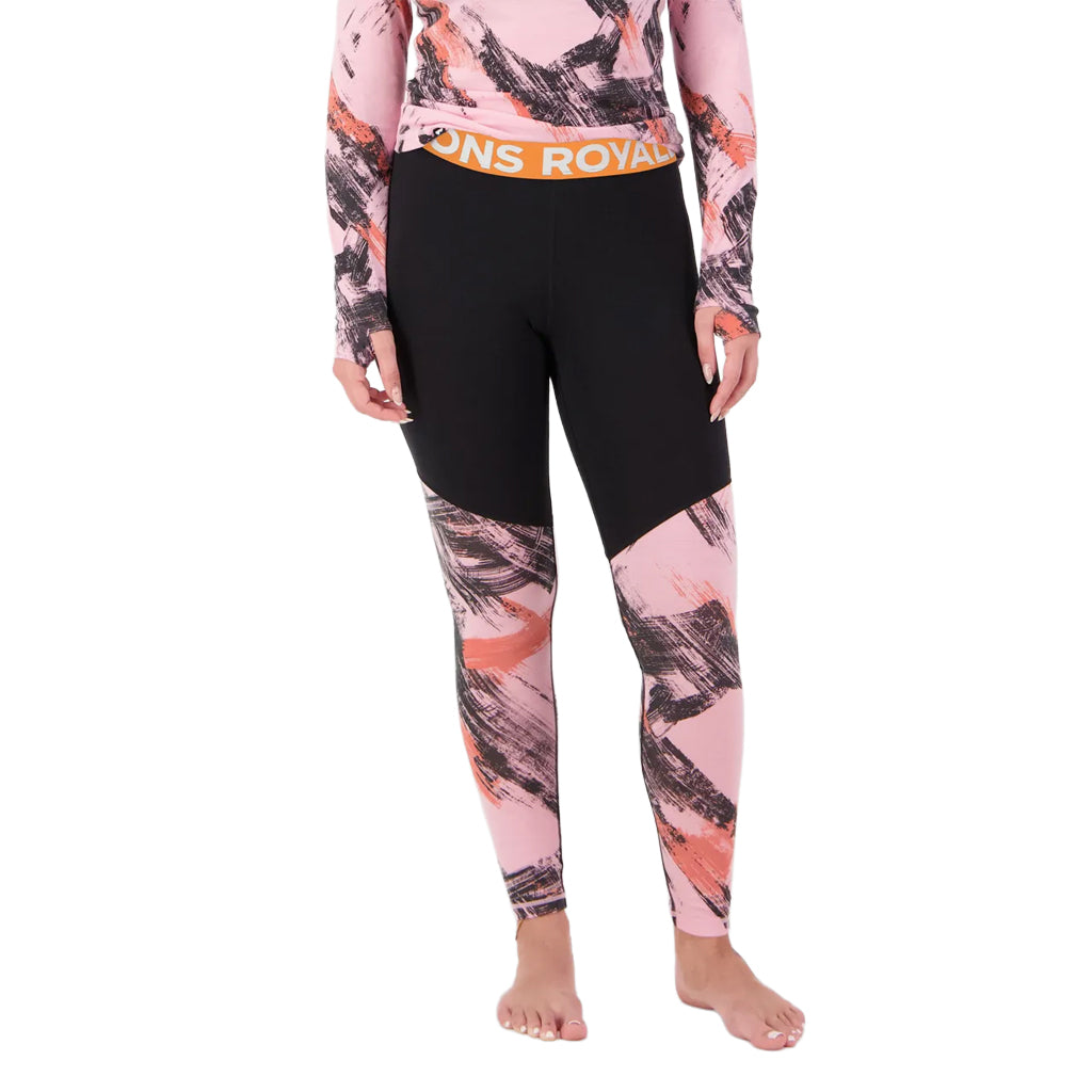 Cascade Merino Base Layer Legging - Paintbrush Pink/Black