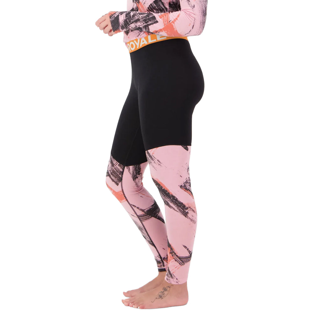Cascade Merino Base Layer Legging - Paintbrush Pink/Black