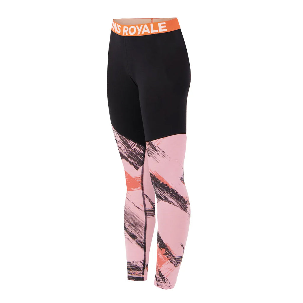 Cascade Merino Base Layer Legging - Paintbrush Pink/Black