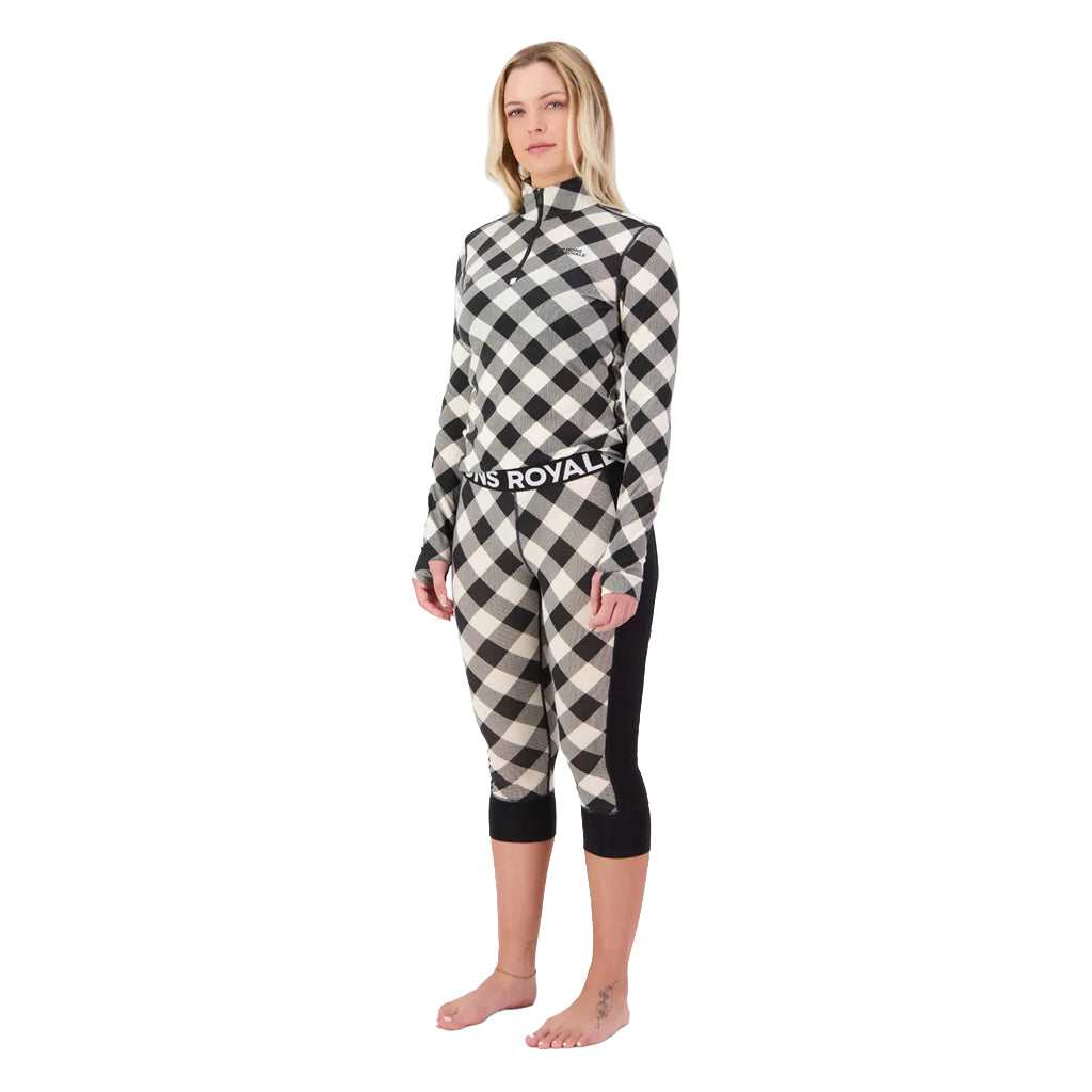 Cascade Merino Base Layer 3/4 Legging - Check/Black