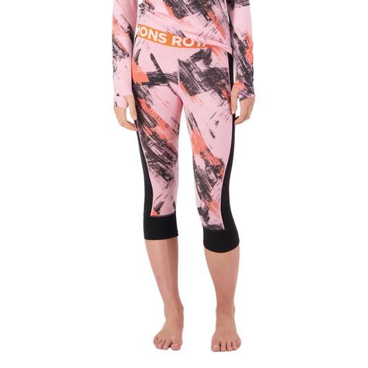 Cascade Merino Base Layer 3/4 Legging - Paintbrush Pink/Black
