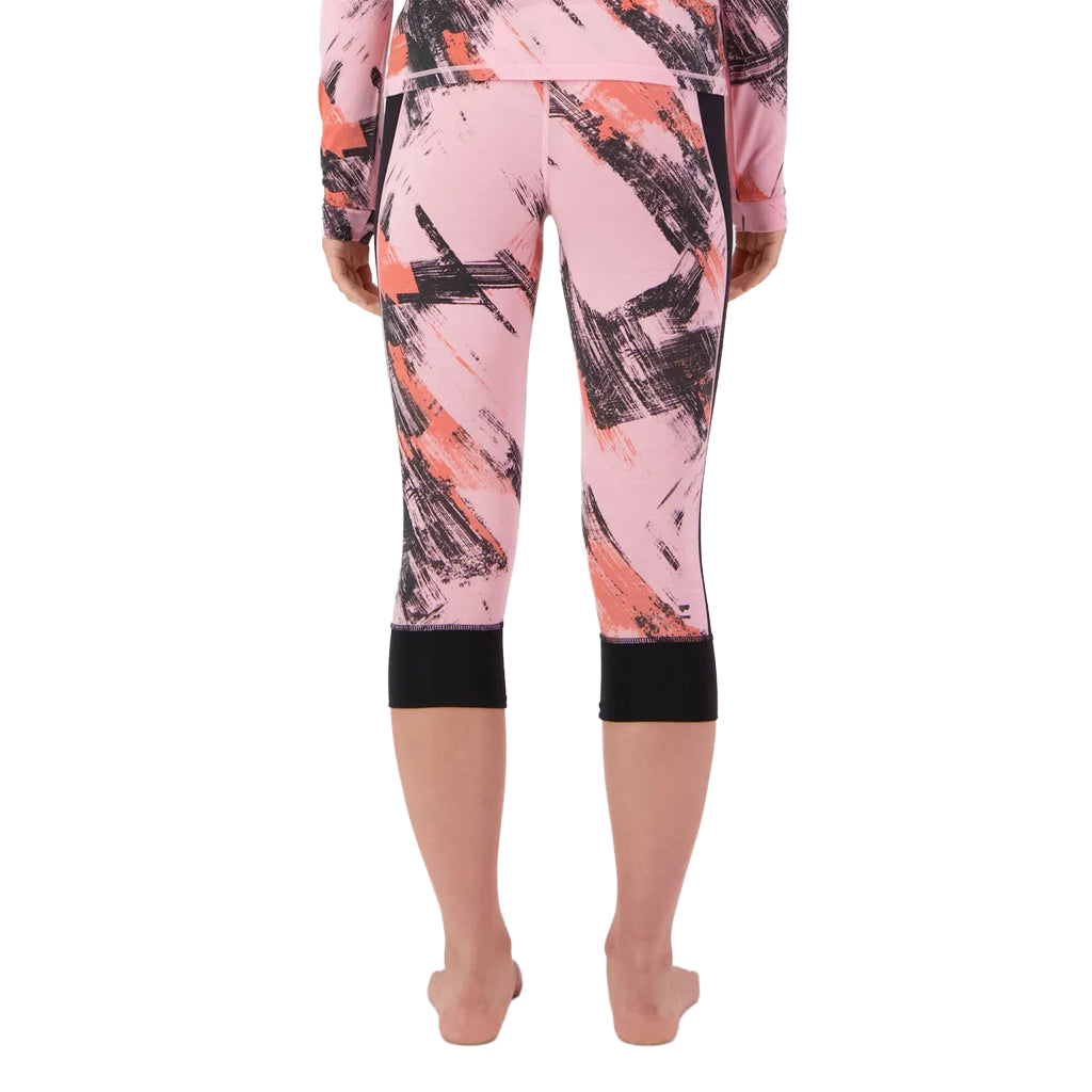Cascade Merino Base Layer 3/4 Legging - Paintbrush Pink/Black