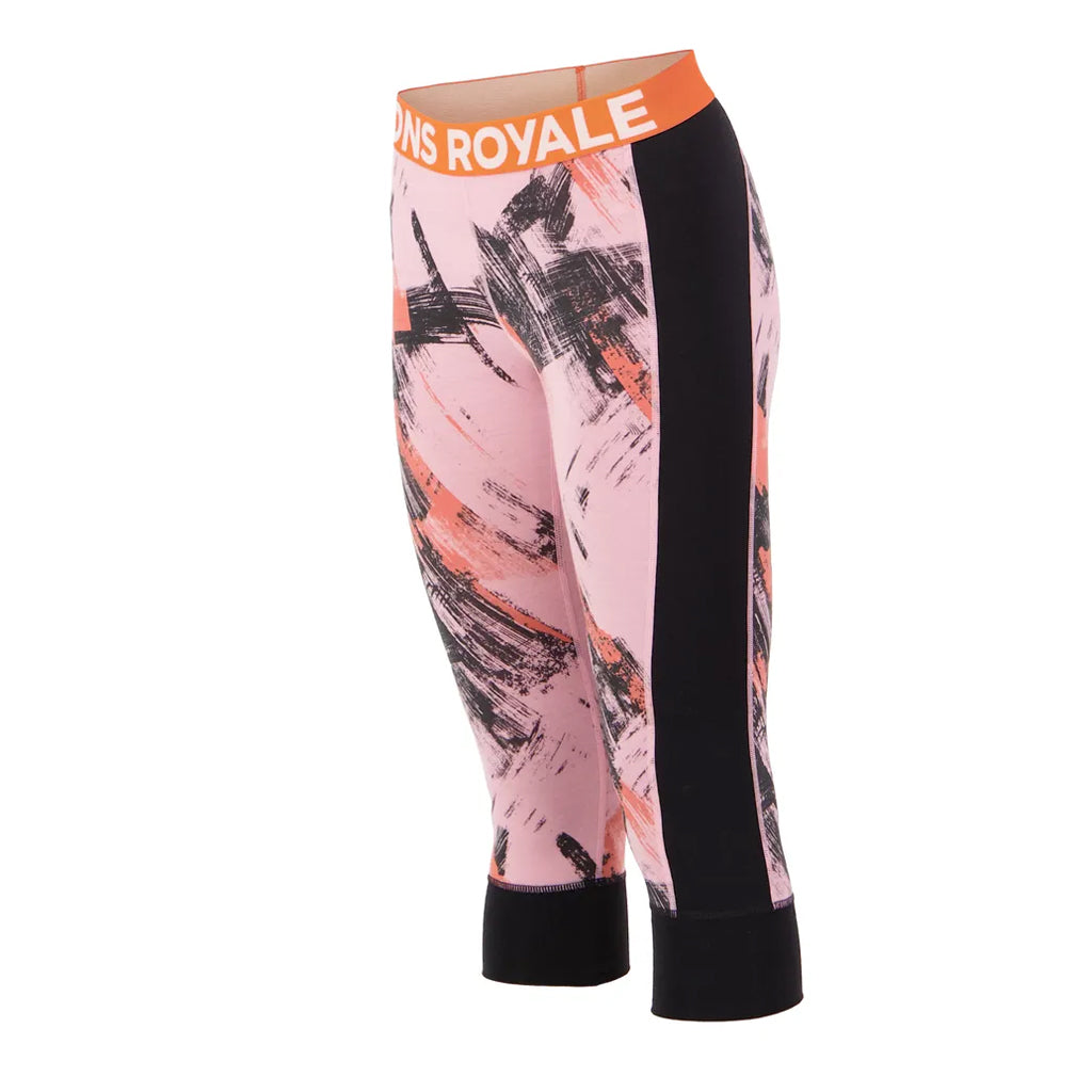 Cascade Merino Base Layer 3/4 Legging - Paintbrush Pink/Black