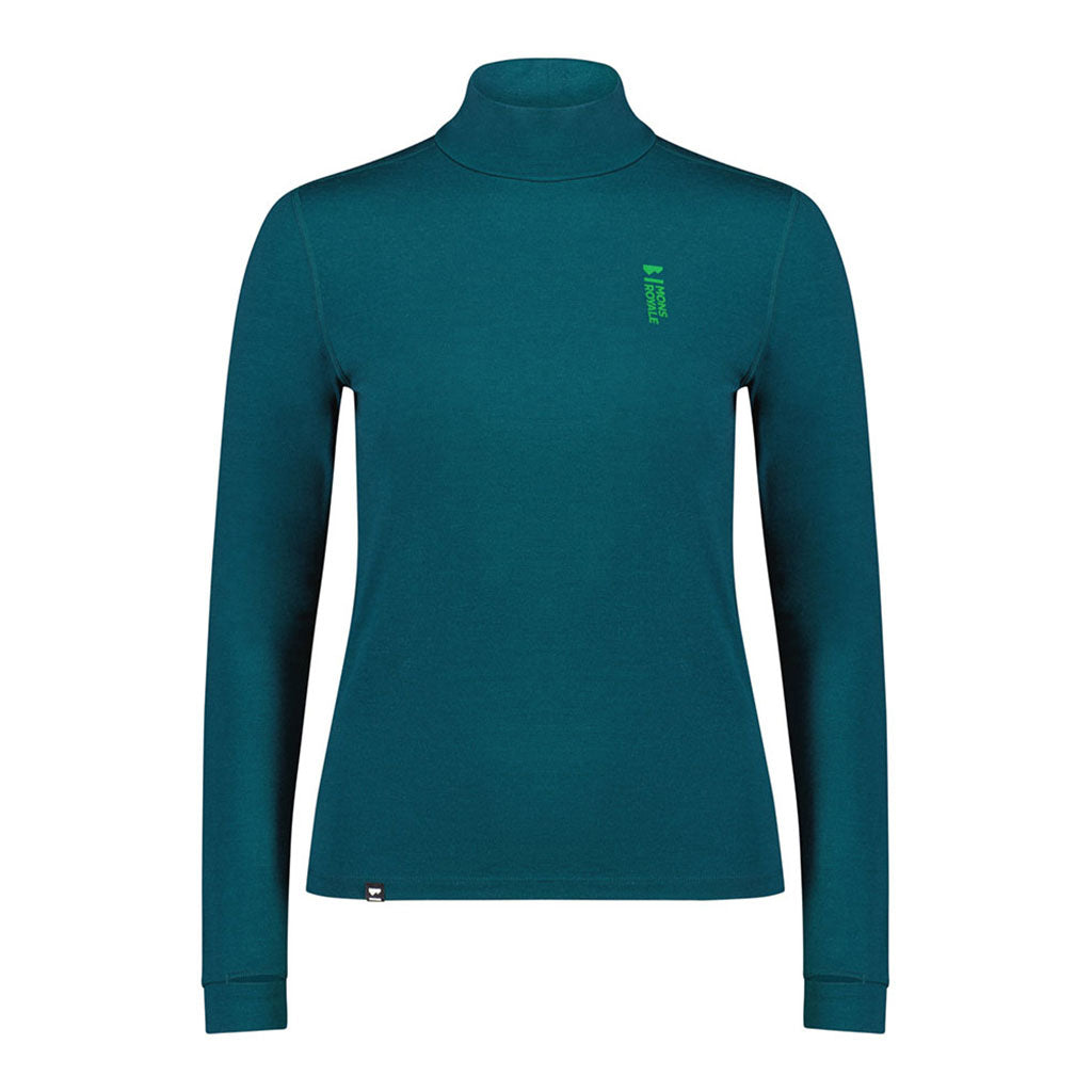 Cascade Merino Flex 200 Mock Neck LS - Evergreen