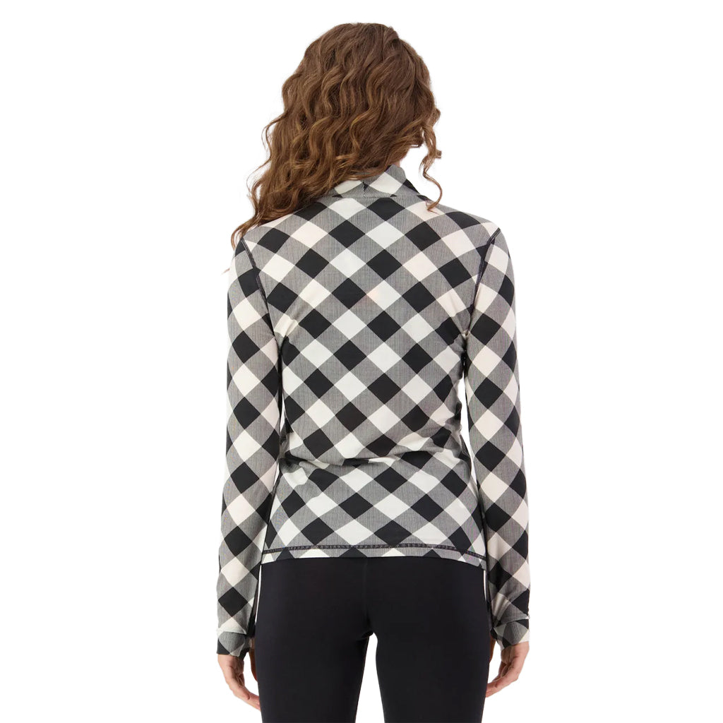Cascade Merino Base Layer Mock Neck Long Sleeve - Check