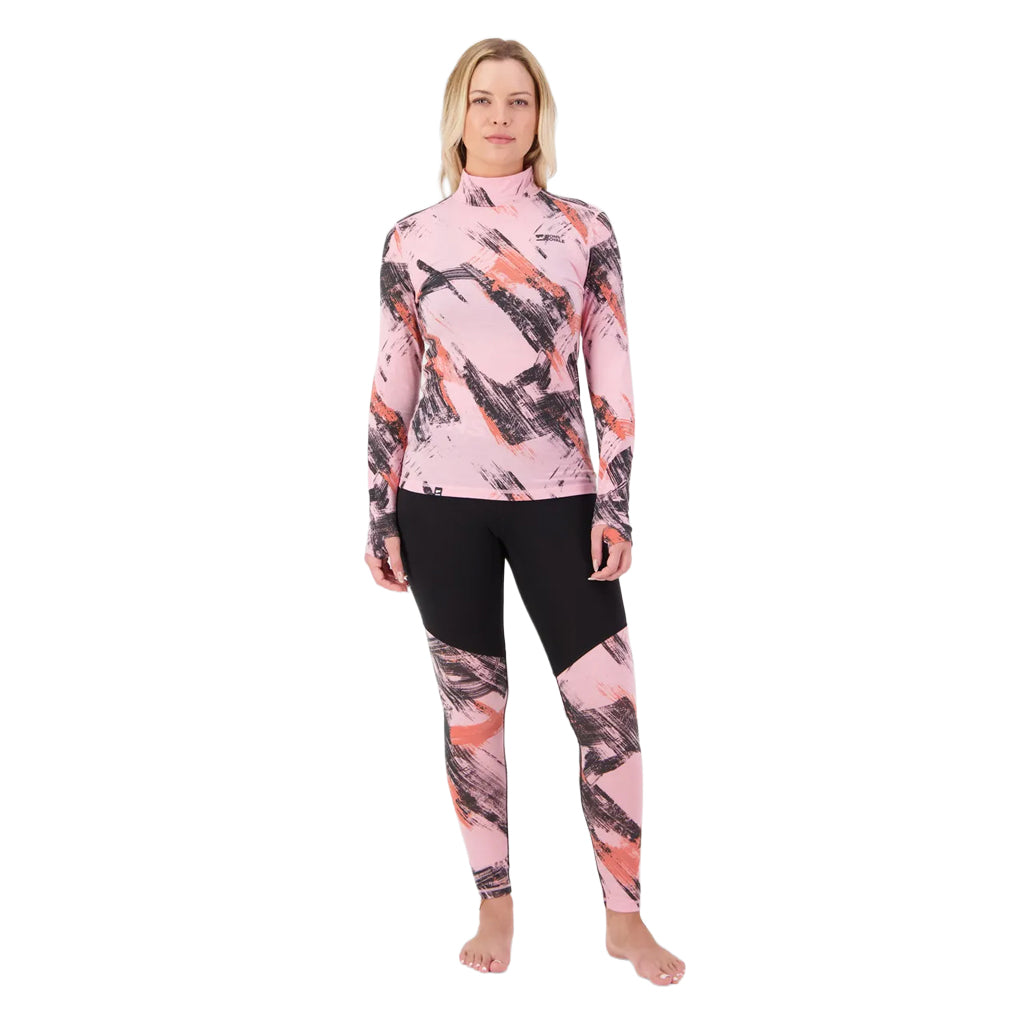 Cascade Merino Base Layer Mock Neck Long Sleeve - Paintbrush Pink