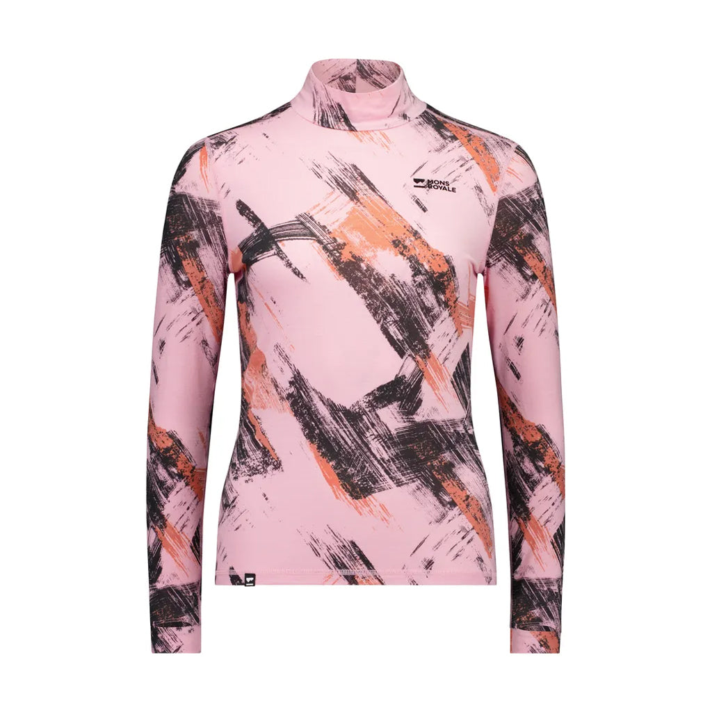 Cascade Merino Base Layer Mock Neck Long Sleeve - Paintbrush Pink
