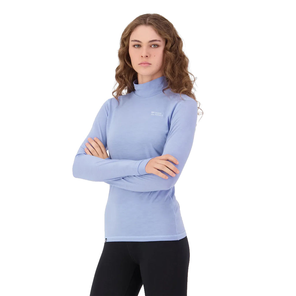 Cascade Merino Base Layer Mock Neck Long Sleeve - Moonstone