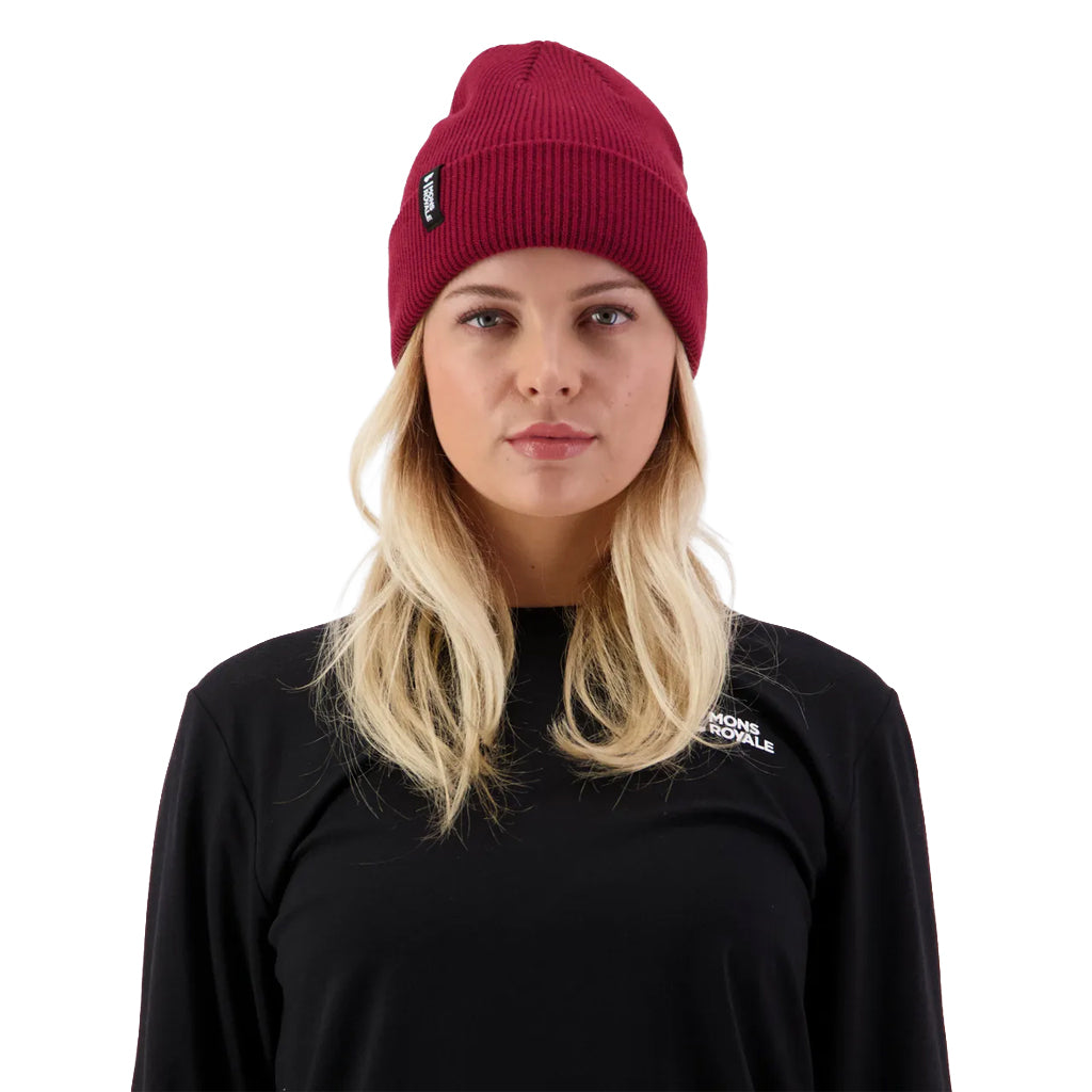 Chunky Logger Merino Beanie - Cherry