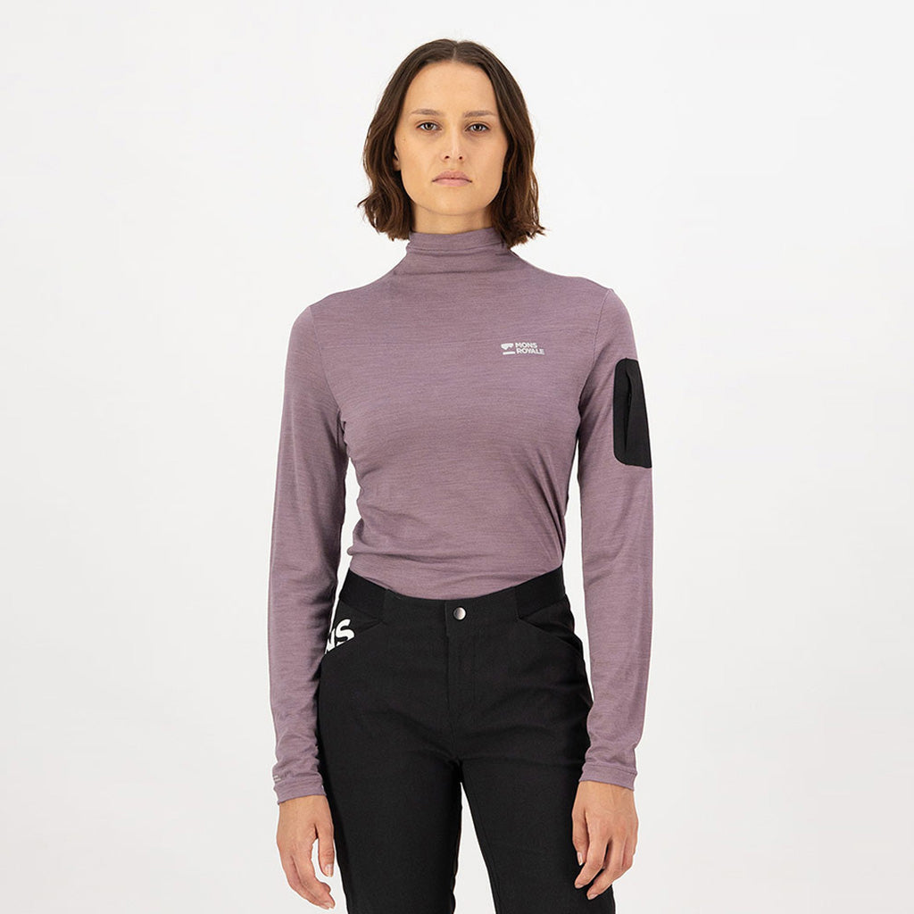 W's Diversion Merino Mock Neck Long Sleeve Mauve