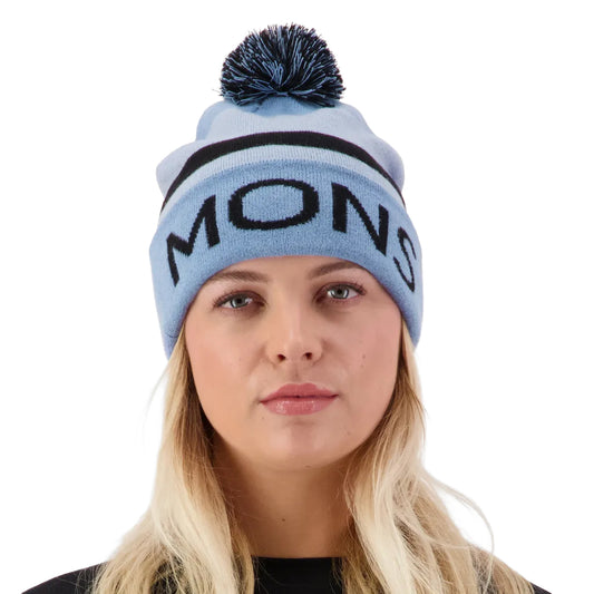 McCloud Merino Pom Pom Beanie - Ice Blue/Moonstone/Black