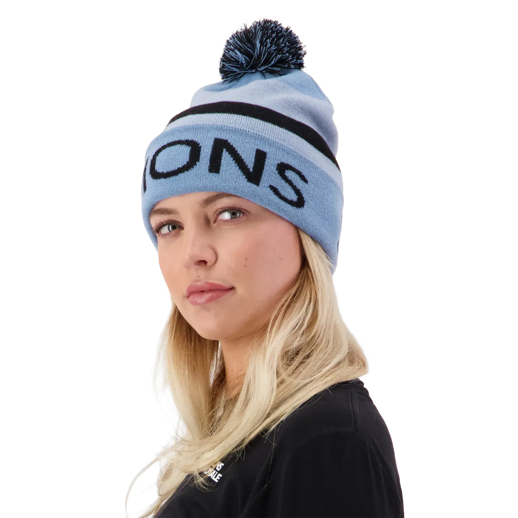 McCloud Merino Pom Pom Beanie - Ice Blue/Moonstone/Black