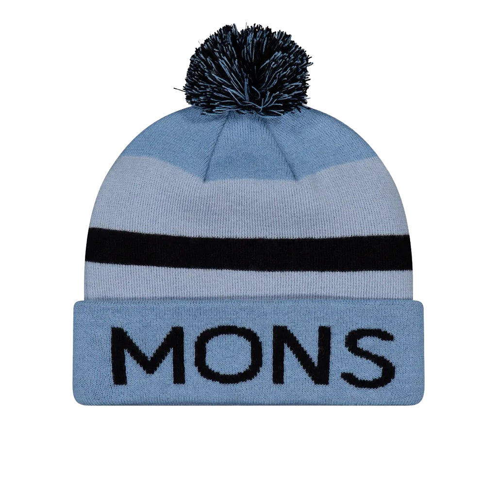 McCloud Merino Pom Pom Beanie - Ice Blue/Moonstone/Black