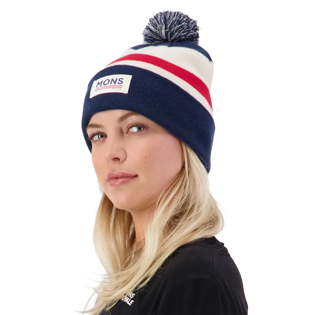 McCloud Merino Pom Pom Beanie - Snowflake/Navy