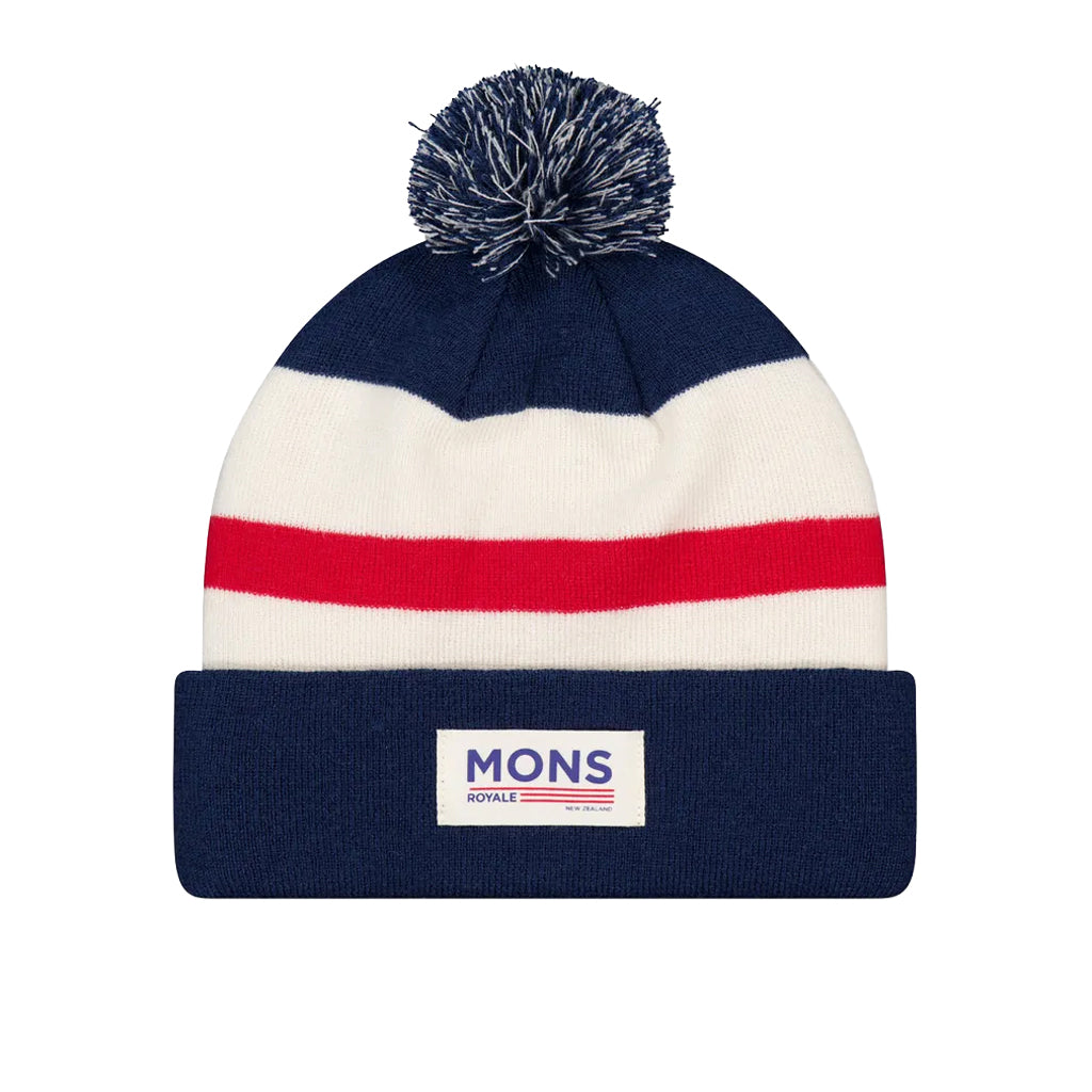 McCloud Merino Pom Pom Beanie - Snowflake/Navy