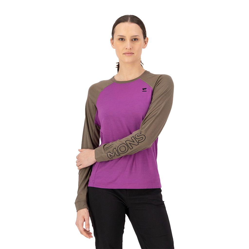 Tarn Merino Long Sleeve - Purple Bolt / Walnut