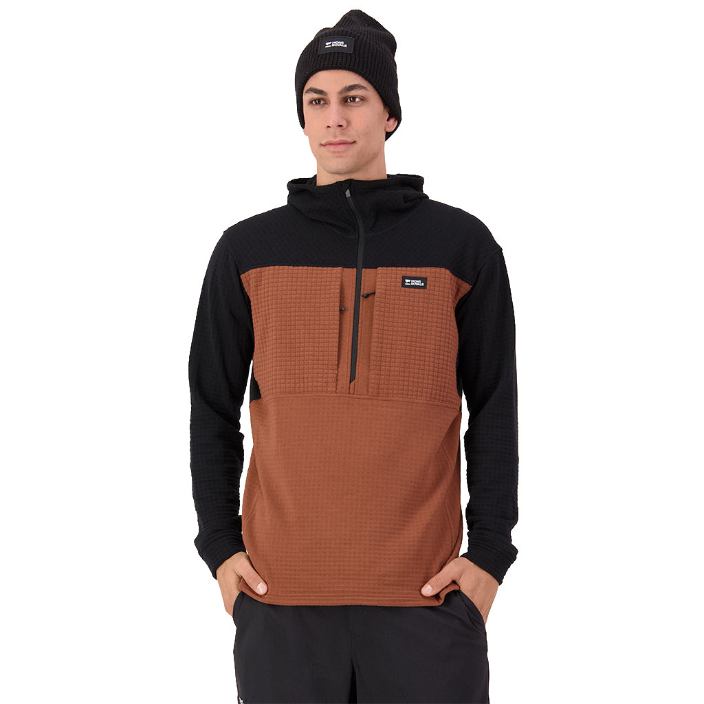 Offgrid Merino Fleece 1/2 Zip Long Sleeve - Dark Clay/Black
