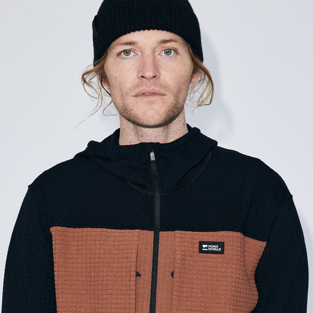 Offgrid Merino Fleece 1/2 Zip Long Sleeve - Dark Clay/Black