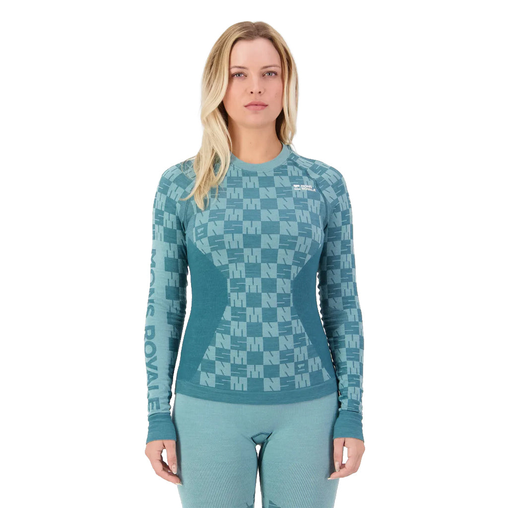 Ascender Merino Base Layer Long Sleeve - Light Teal/Jasper