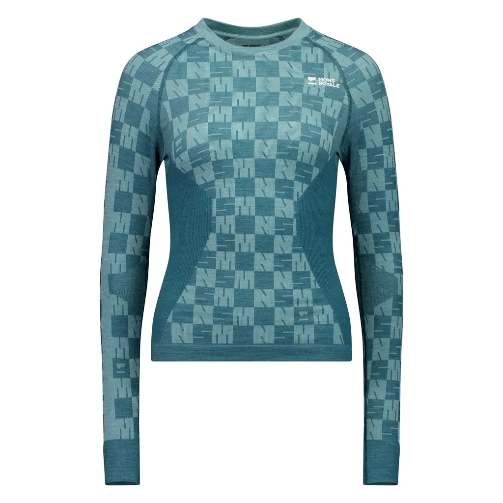 Ascender Merino Base Layer Long Sleeve - Light Teal/Jasper