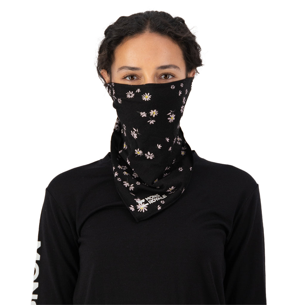 Renegade Merino Bike Bandana - Black Daisy