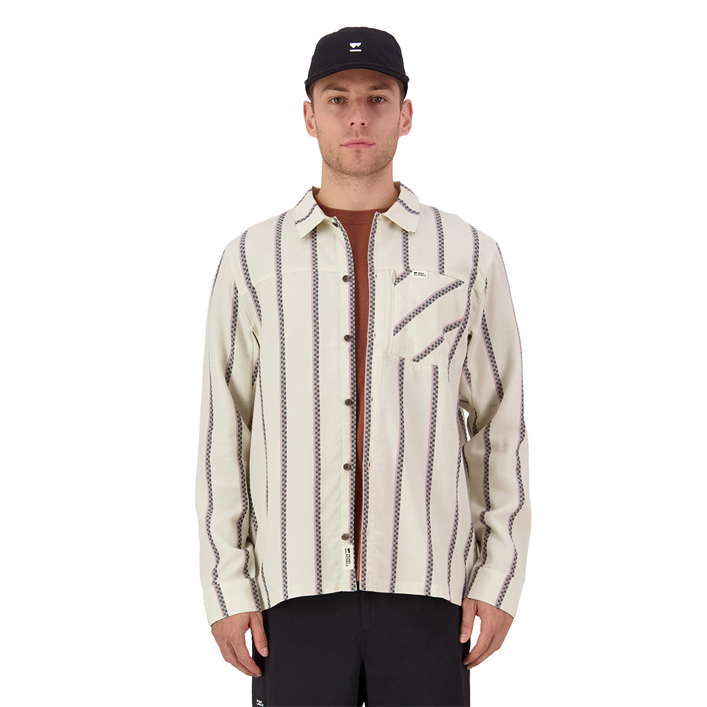 AT Merino Long Sleeve Shirt - Bone Stripe