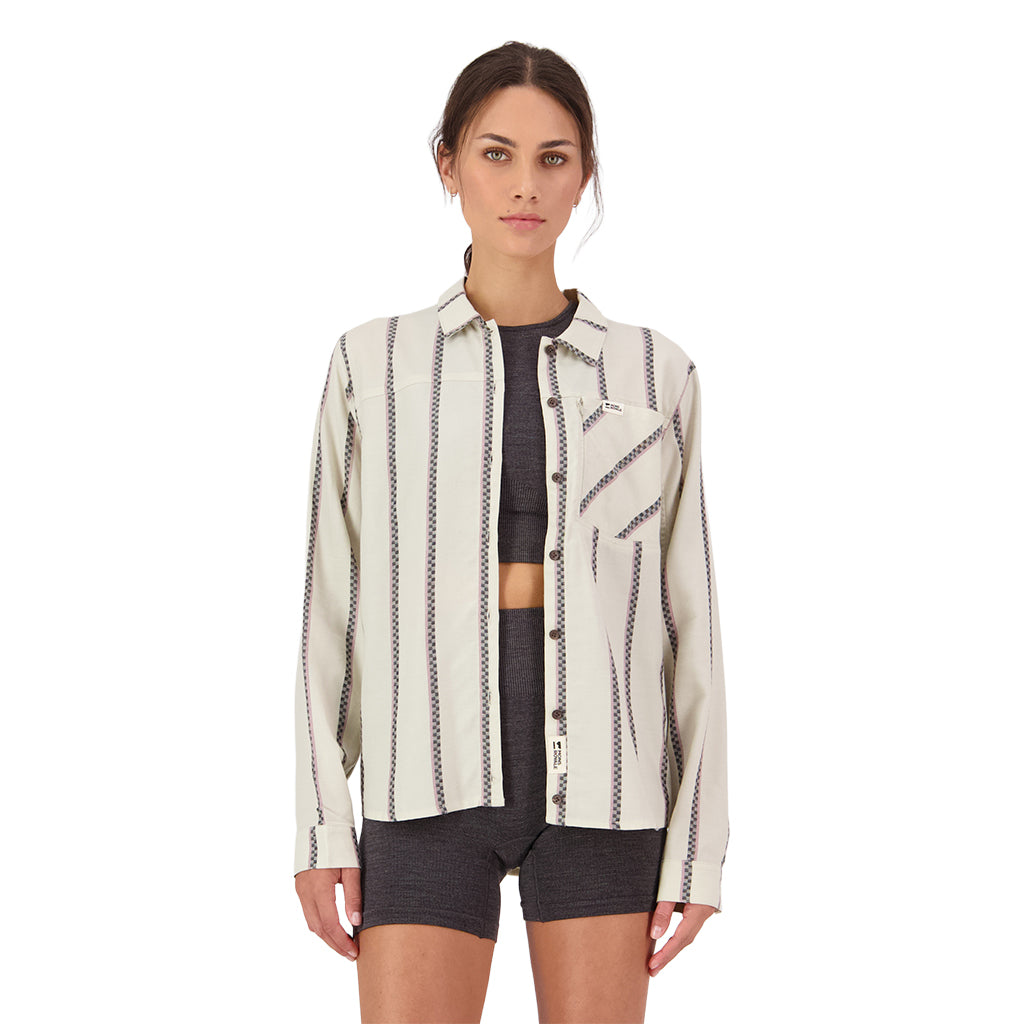 AT Merino Long Sleeve Shirt - Bone Stripe