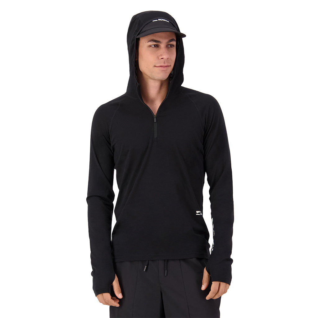 Temple Merino Long Sleeve Hood - Black