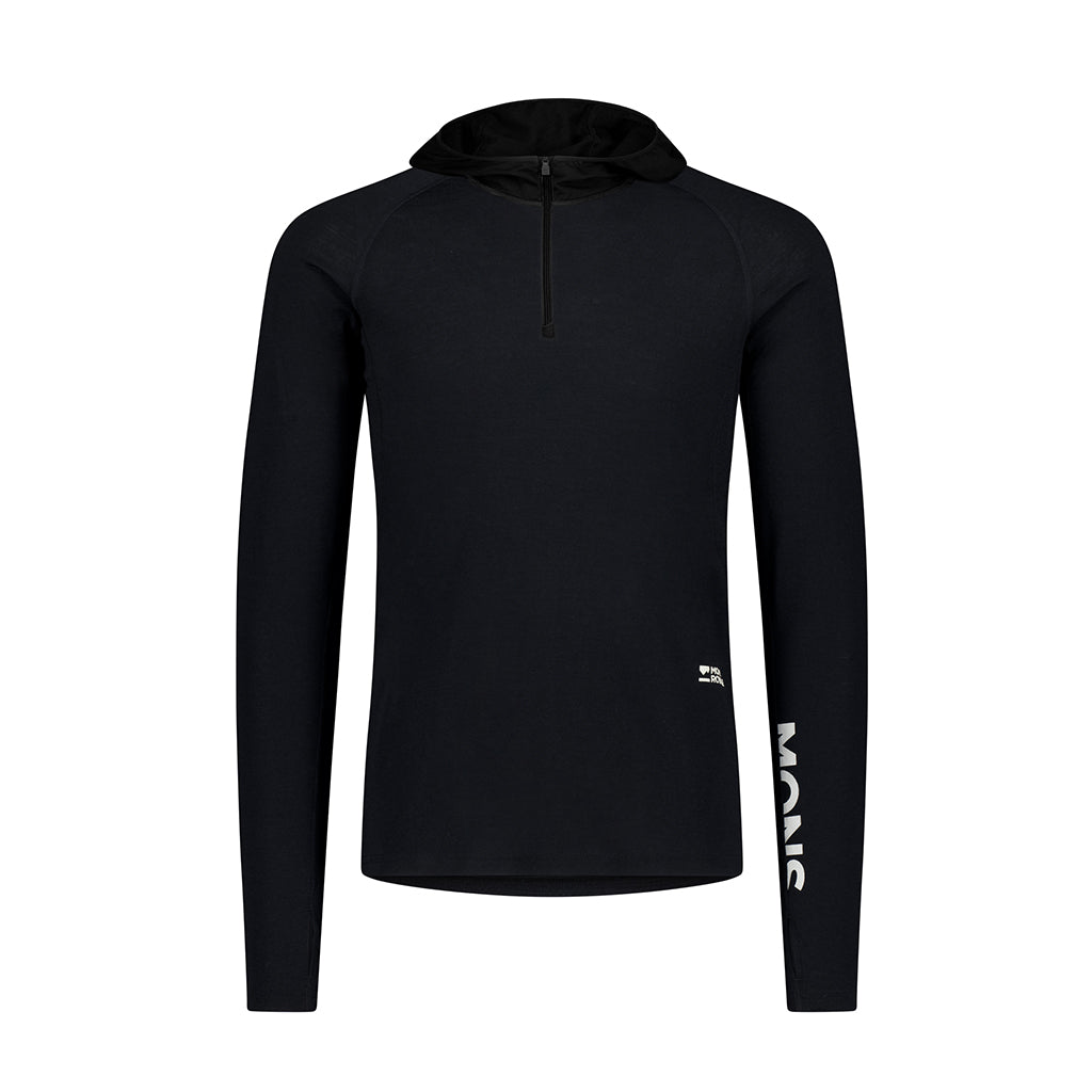 Temple Merino Long Sleeve Hood - Black