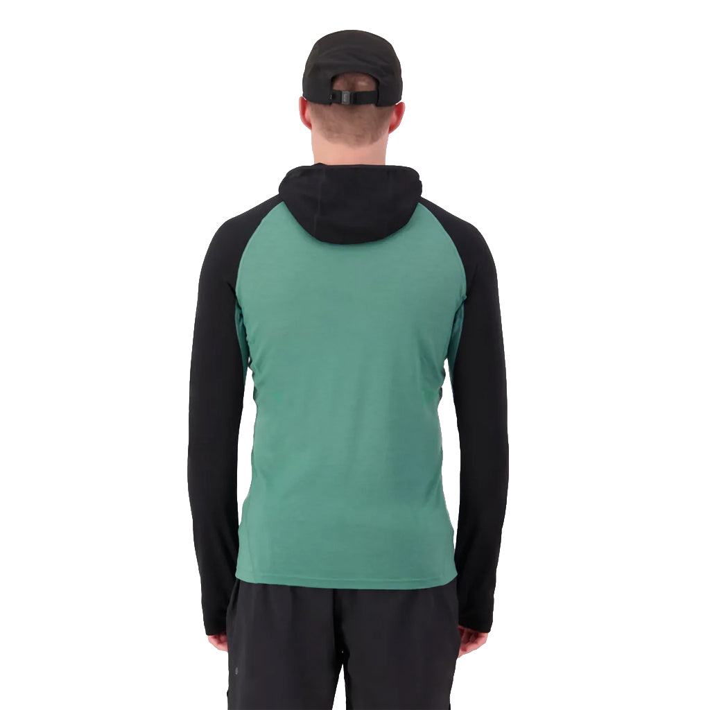 Temple Merino Long Sleeve Hood - Deep Jade/Black