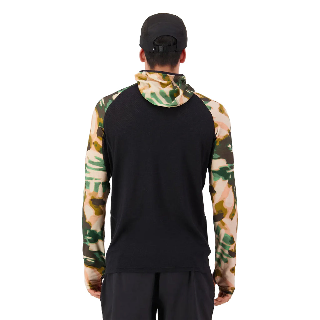 Temple Merino Long Sleeve Hood - Bush Camo/Black