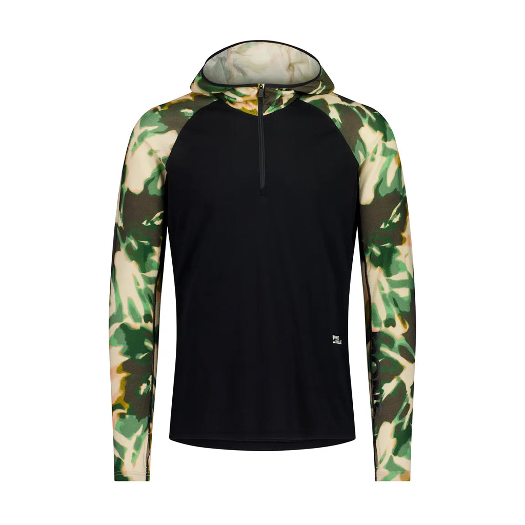Temple Merino Long Sleeve Hood - Bush Camo/Black