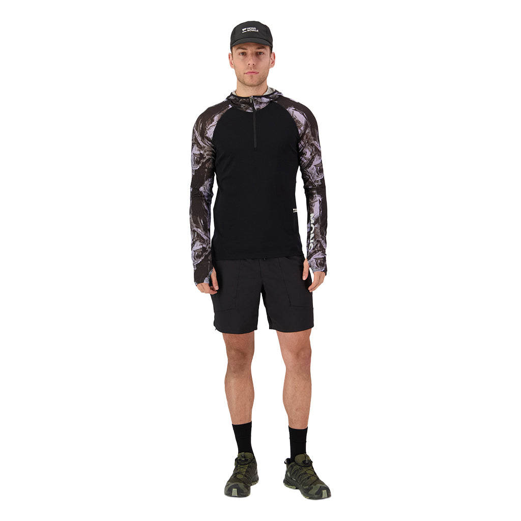 Temple Merino Long Sleeve Hood - Rock Camo/Black