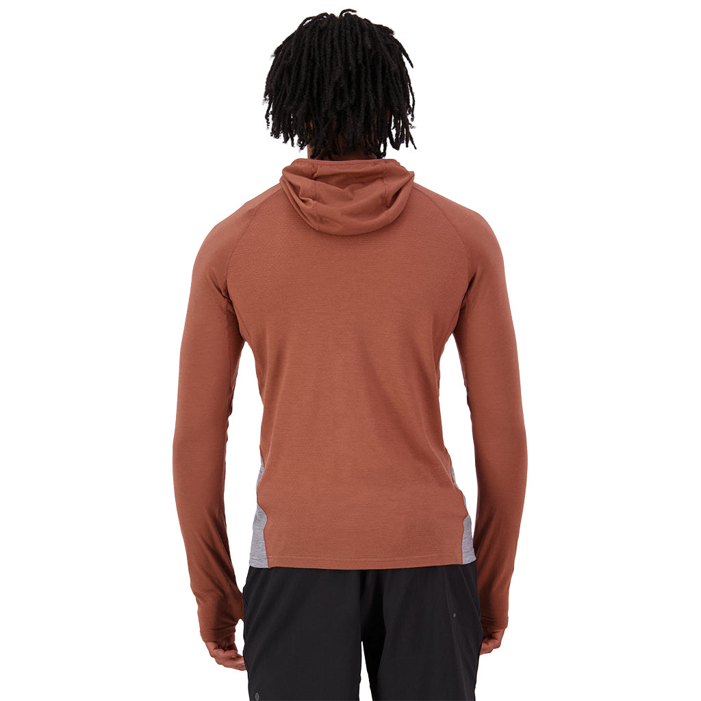 Temple Merino Long Sleeve Hood - Cinnamon/Grey Heather