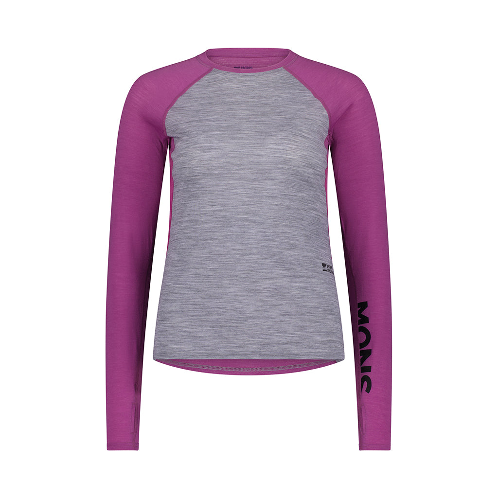 Bella Merino Long Sleeve - Purple Bolt/Grey Heather